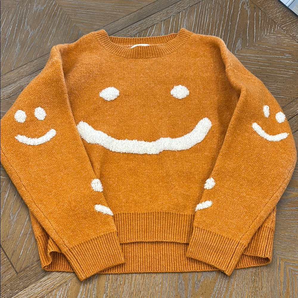 NWT Orange Smiley Face Sweater